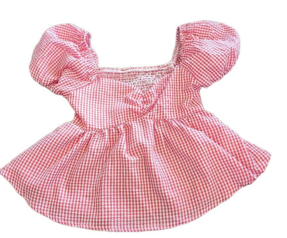 Sweaty Rocks Women's Size Small Blouse Shirt Gingham Red Puff Sleeve NEW NWT